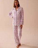 Ensemble pyjama en micropolaire imprimé nordique lilas