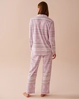 Ensemble pyjama en micropolaire imprimé nordique lilas