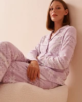 Ensemble pyjama en micropolaire imprimé nordique lilas