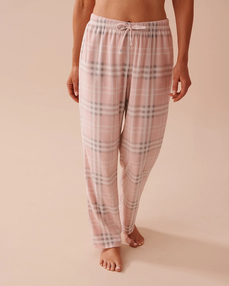 Ensemble pyjama en micropolaire à carreaux roses