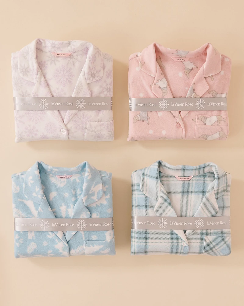 Ensemble pyjama en micropolaire à carreaux roses