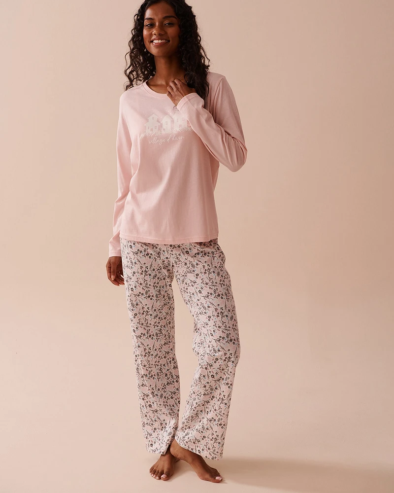 Winter Flowers Print Cotton PJ Set