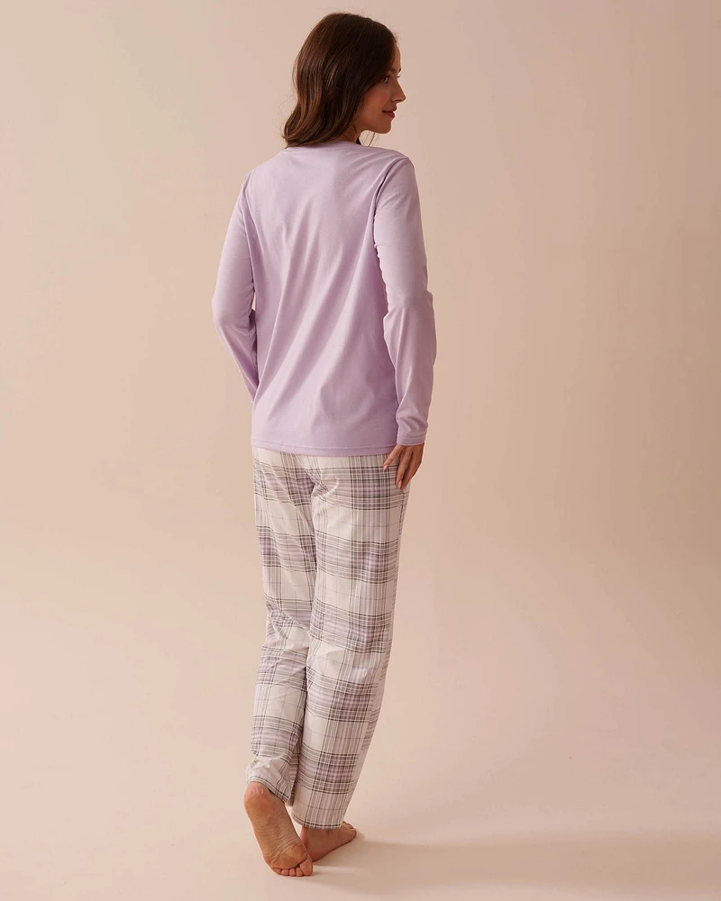 Lilac Plaid Cotton PJ Set