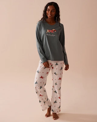 Ensemble pyjama en coton imprimé teckel