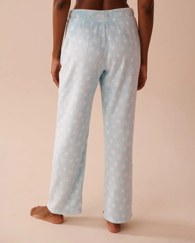 Penguin & Snowflake Print Soft Plush PJ Set