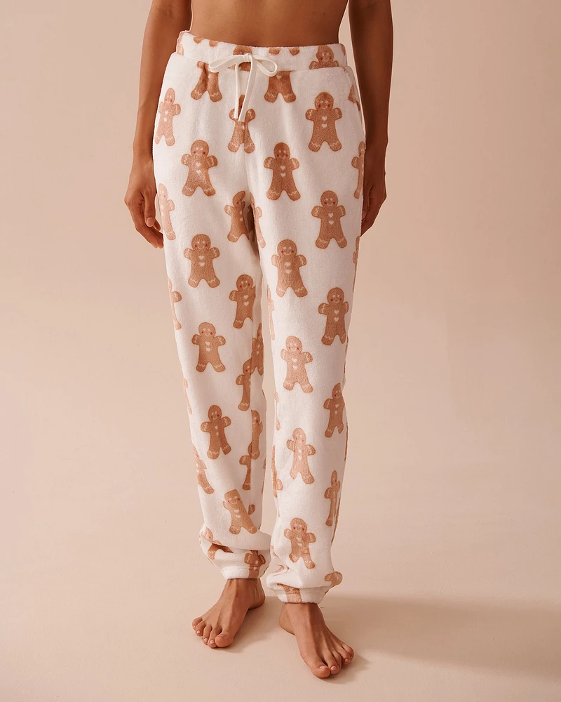 Gingerbread Print Soft Plush PJ Set