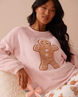 Gingerbread Print Soft Plush PJ Set