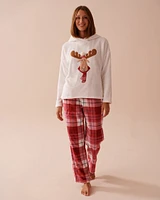 Moose Print Soft Plush PJ Set