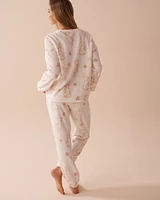 Ensemble pyjama en peluche douce à imprimé lapin