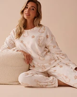 Ensemble pyjama en peluche douce à imprimé lapin