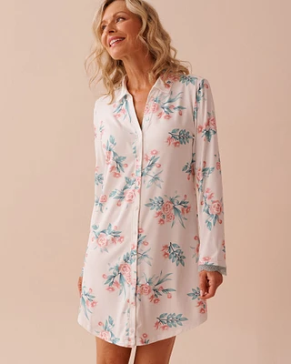 Rose Garden Print Super Moose Fair Isle Soft Long Sleeve Sleepshirt