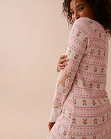 Gingerbread Print Waffle Knit Long Sleeve Sleepshirt