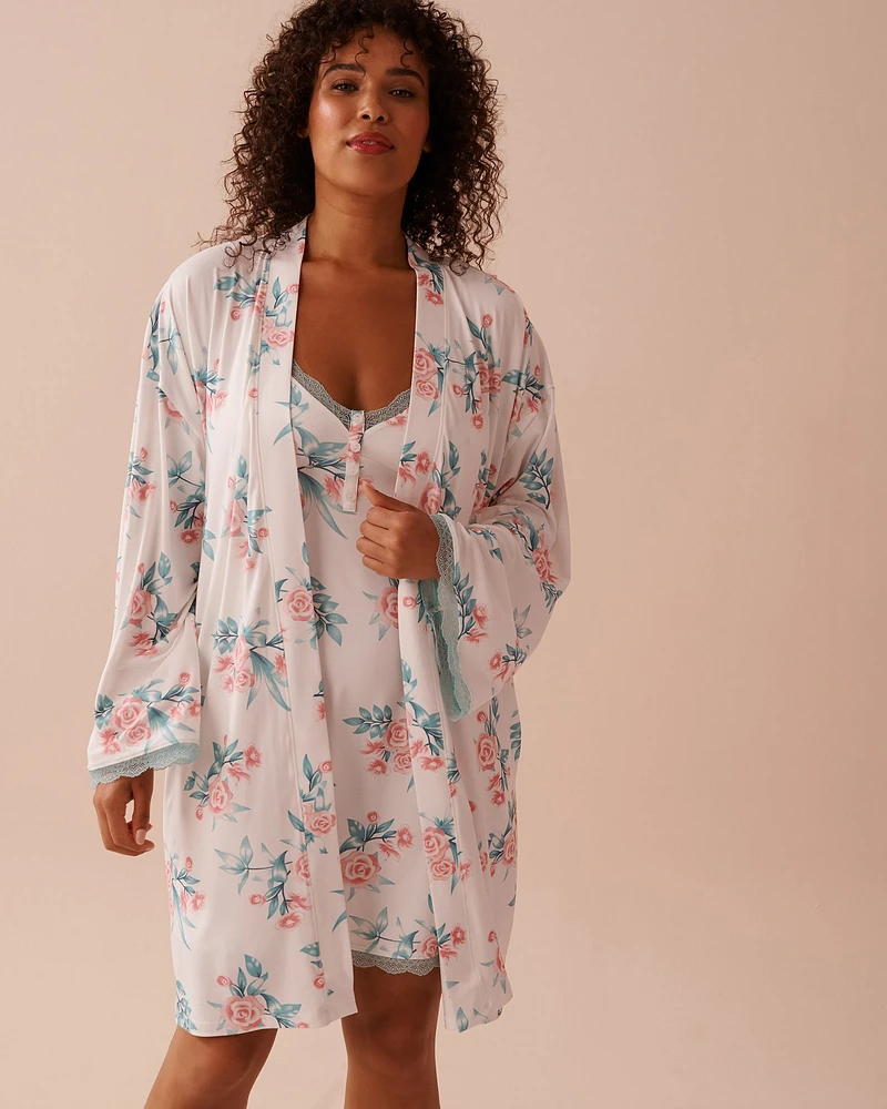 Rose Garden Print Soft Kimono