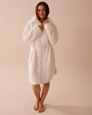 Robe de chambre en sherpa à fermeture éclair et col cheminée