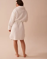 Robe de chambre en sherpa à fermeture éclair et col cheminée
