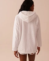 Recycled Fibers Cable Effect Soft Hooded Cardigan