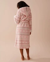 Fair Isle Print Sherpa Robe