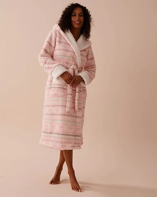 Fair Isle Print Sherpa Robe