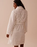 Robe de chambre en peluche douce à rayures texturées