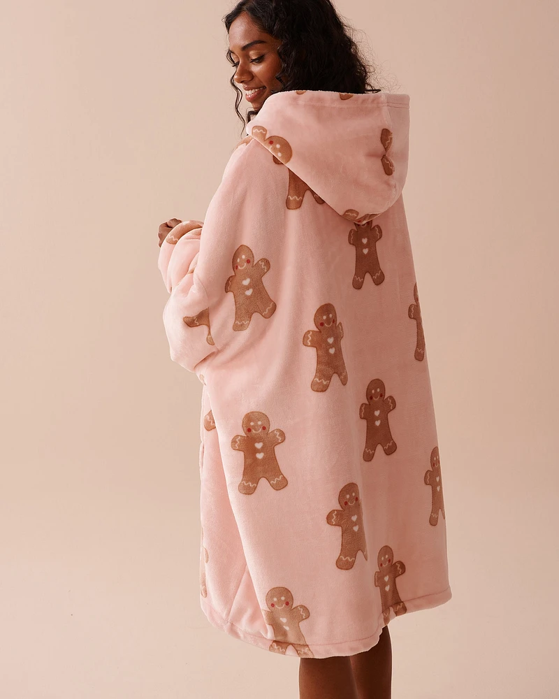 Chandail surdimensionné en peluche douce à motif pain d'épices