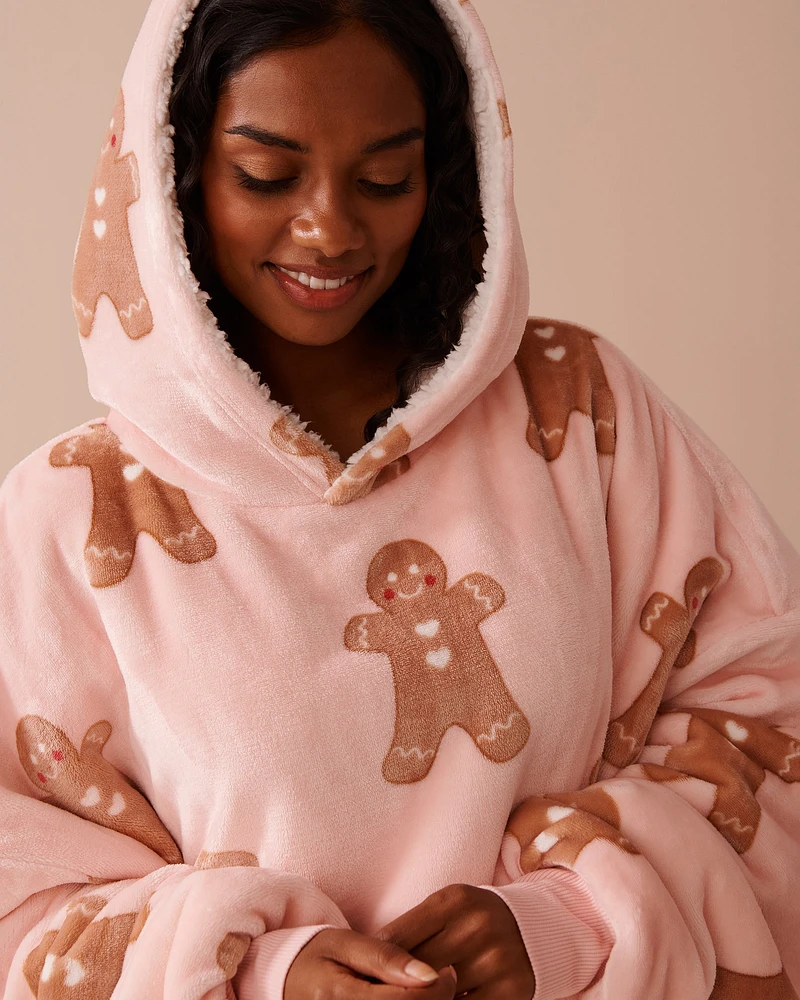 Chandail surdimensionné en peluche douce à motif pain d'épices
