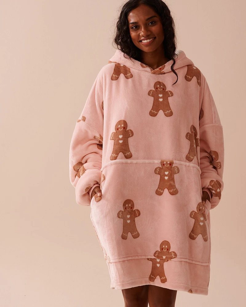 Chandail surdimensionné en peluche douce à motif pain d'épices
