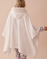 Cable Effect Soft Plush Hooded Cape