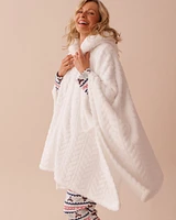 Cable Effect Soft Plush Hooded Cape