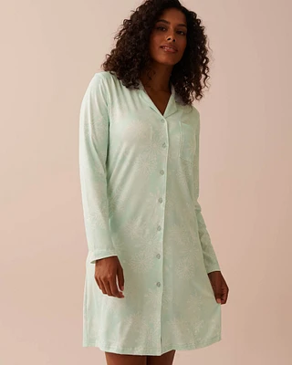 Chemise de nuit manches longues ultra douce à imprimé flocon