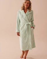 Snowflake Print Soft Plush Hooded Robe