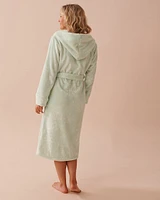 Snowflake Print Soft Plush Hooded Robe