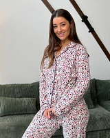 Ensemble pyjama en flanelle imprimé fleurs hivernales