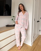 Ensemble pyjama en micropolaire à carreaux roses