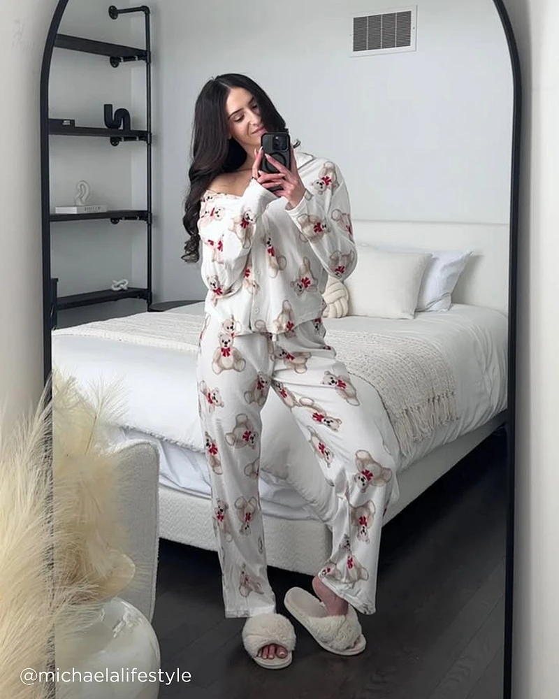Ensemble pyjama en micropolaire imprimé ourson