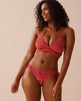 Haut de bikini triangle à bandes croisées RED FLORAL TILE