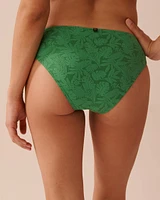 GREEN TROPICAL LEAVES Textured Brazilian Bikini Bottom