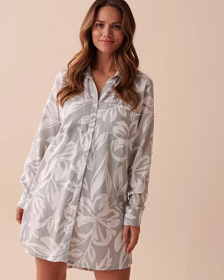 Floral Long Button-down Shirt