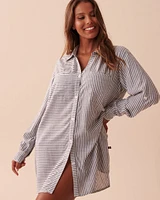Striped Long Button-down Shirt
