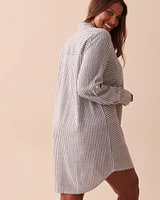 Striped Long Button-down Shirt