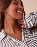 Striped Long Button-down Shirt