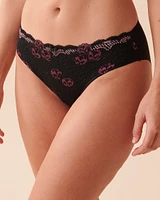 Culotte bikini microfibre et dentelle dos lisse