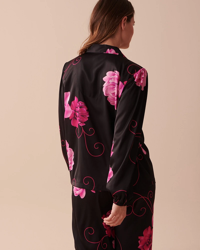 Satin Long Sleeve Button-down Shirt