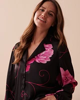 Satin Long Sleeve Button-down Shirt