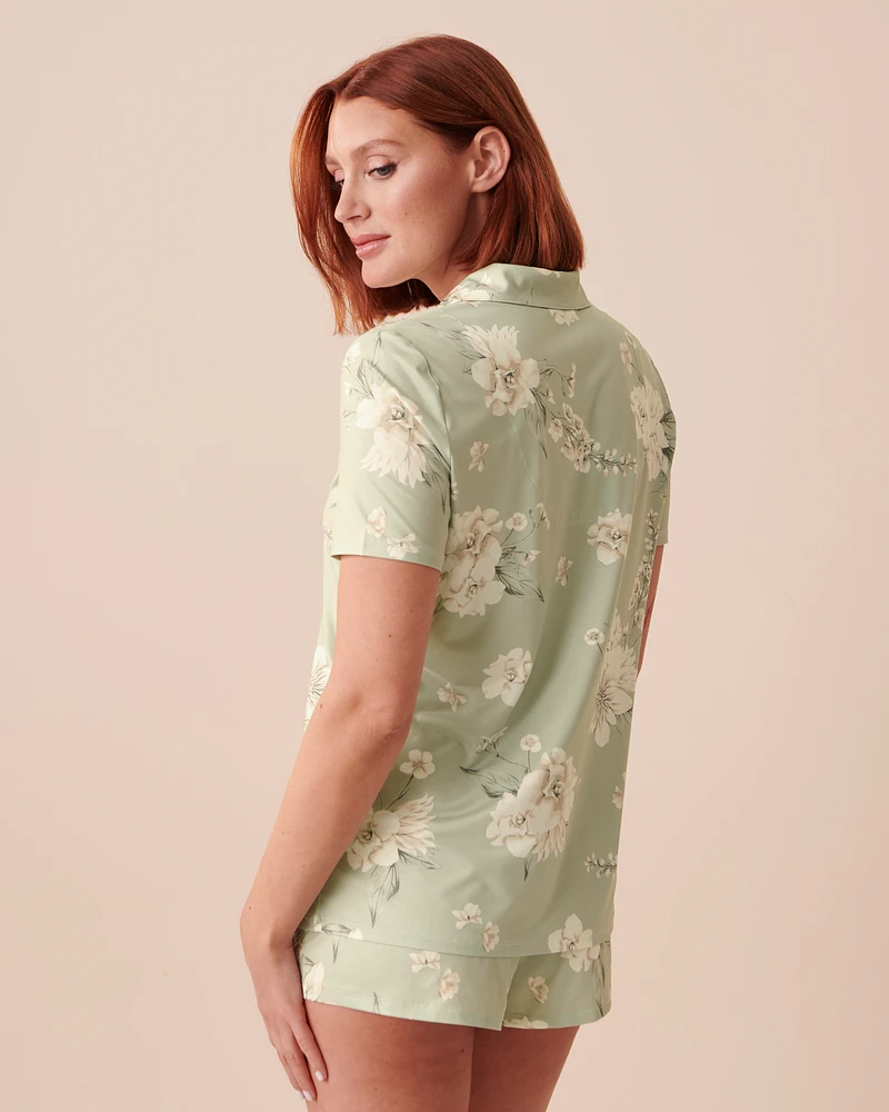 Recycled Fibers Floral Button-down Shirt