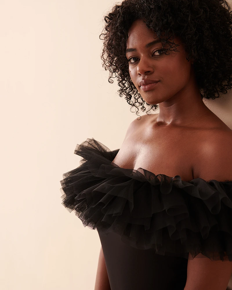 Off-the-Shoulder Ruffle Teddy