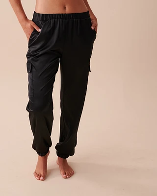 Pantalon cargo en satin