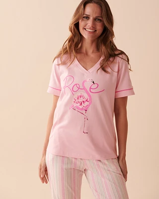 T-shirt flamant rose en coton