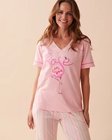 T-shirt flamant rose en coton