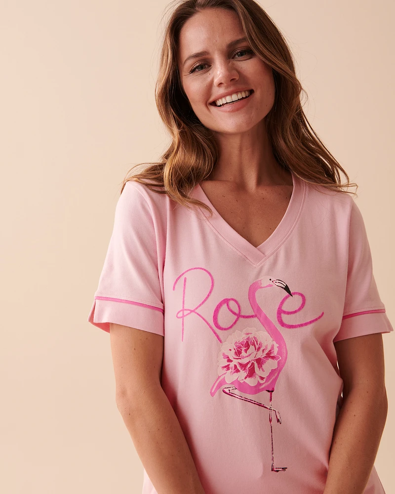 T-shirt flamant rose en coton