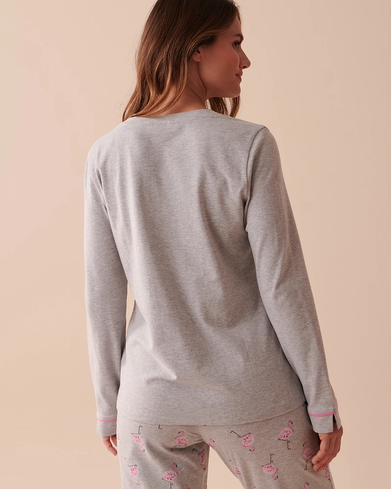 Chandail manches longues flamant rose en coton